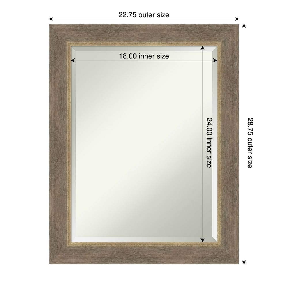 Driftwood Tan Beveled Wood Framed Bathroom Vanity Wall Mirror - Driftwood Tan