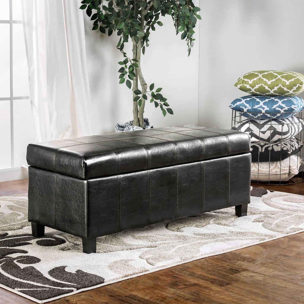 Furniture of America Kopp Contemporary Brown Vanity Storage Bench