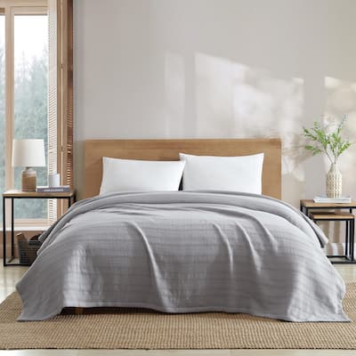 Eddie Bauer Variegated Weave Stripe Cotton Reversible Blanket