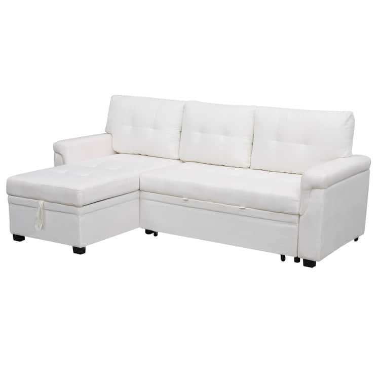 Perry Modern Reversible Sectional Sofa with Storage Chaise, Pullout Sleeper Sofa Couch Bed for Living Room