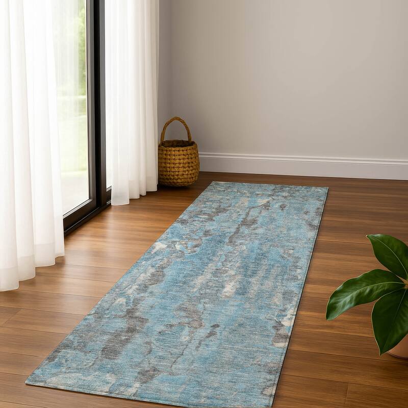 Premium Washable Super Soft Contemproary Rugged Mayfield Rug - Denim - 2'3" x 7'6"