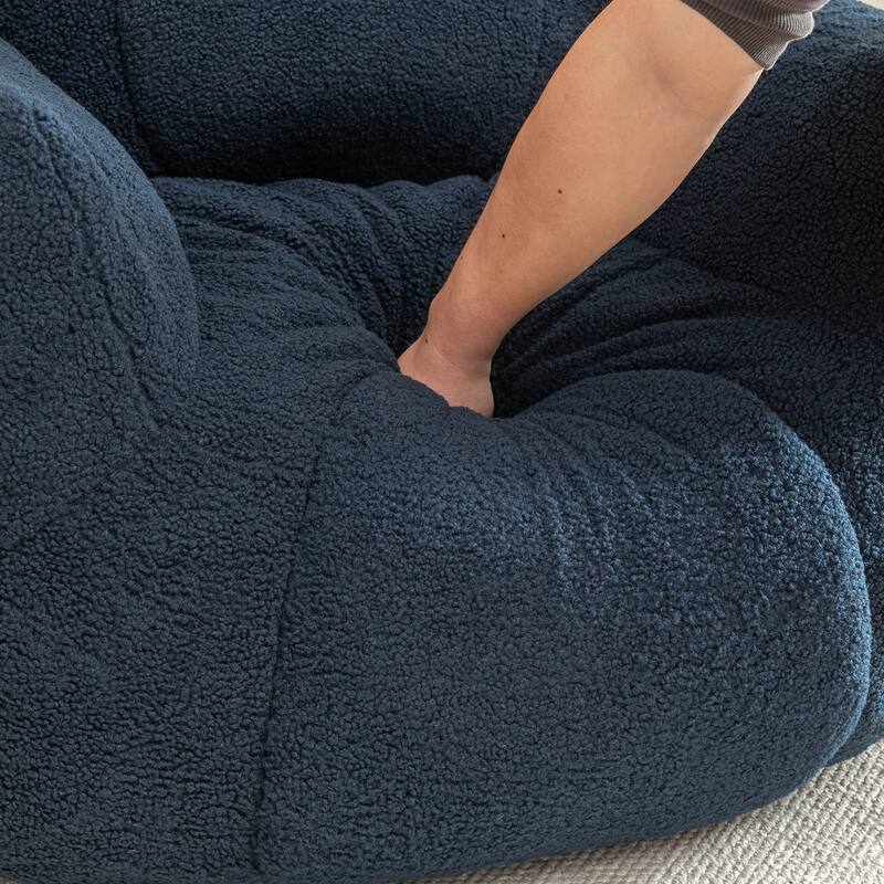Teddy Tufted Bean Bag Chair with Memory Foam Filler, Lazy Sofa with Armrests, Adults Floor Sofa for Apartment Living Room