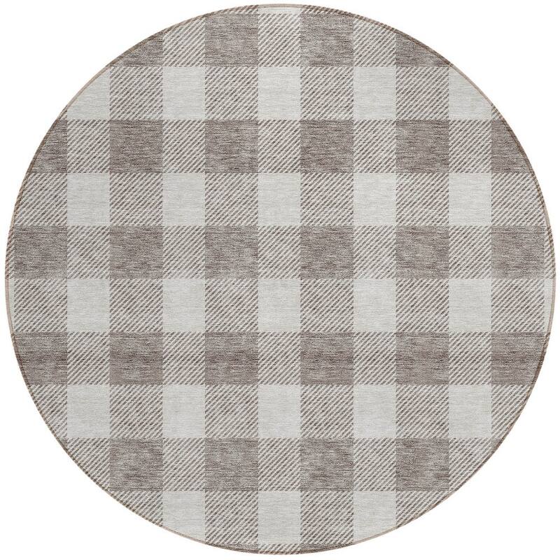 HomeRoots Plaid Transitional Rectangle Outdoor Rug