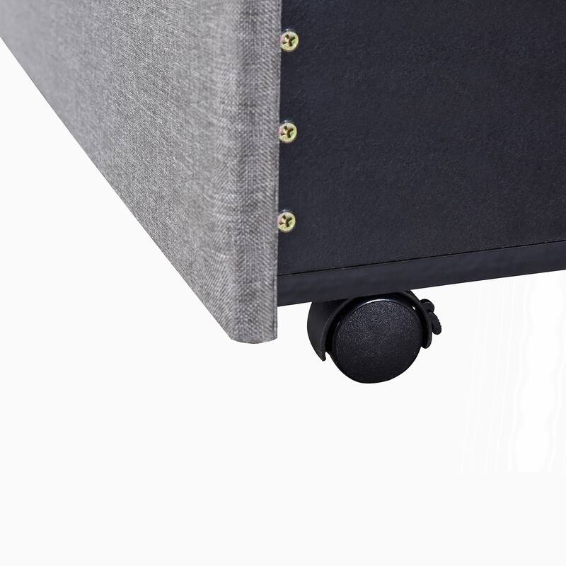 Queen Size Linen Upholstered Storage Platform Bed with Drawers