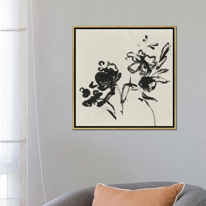 iCanvas "Black Florals I" by Isabelle Z Framed Canvas Print