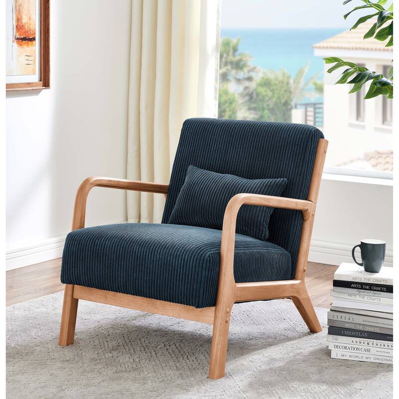 Lounge Chair with Wooden Frame - 32.25" D x 26" W x 30.5" H