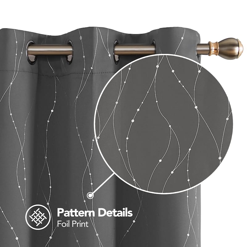 Deconovo Wave Line with Dots 42 Width Curtains Pair(2 Panel)