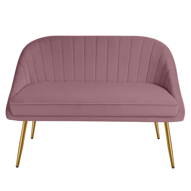 Tufted Contemporary Loveseat Sofa Chair With Gold Metal Legs Two-Seat Sofa for Living Room Bedroom