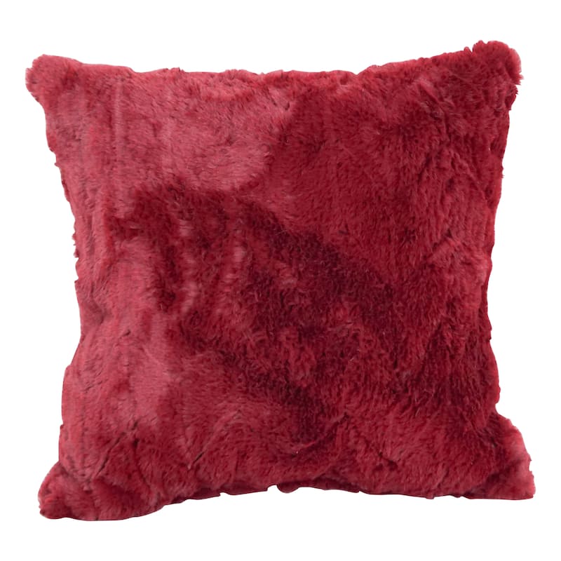 Blazing Needles 17-inch Square Synthetic Fur Throw Pillow - Naples Cranbe