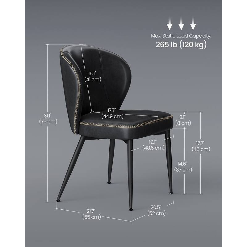 Modern Dining Chairs with Steel Frame and Synthetic Leather Padded Seat