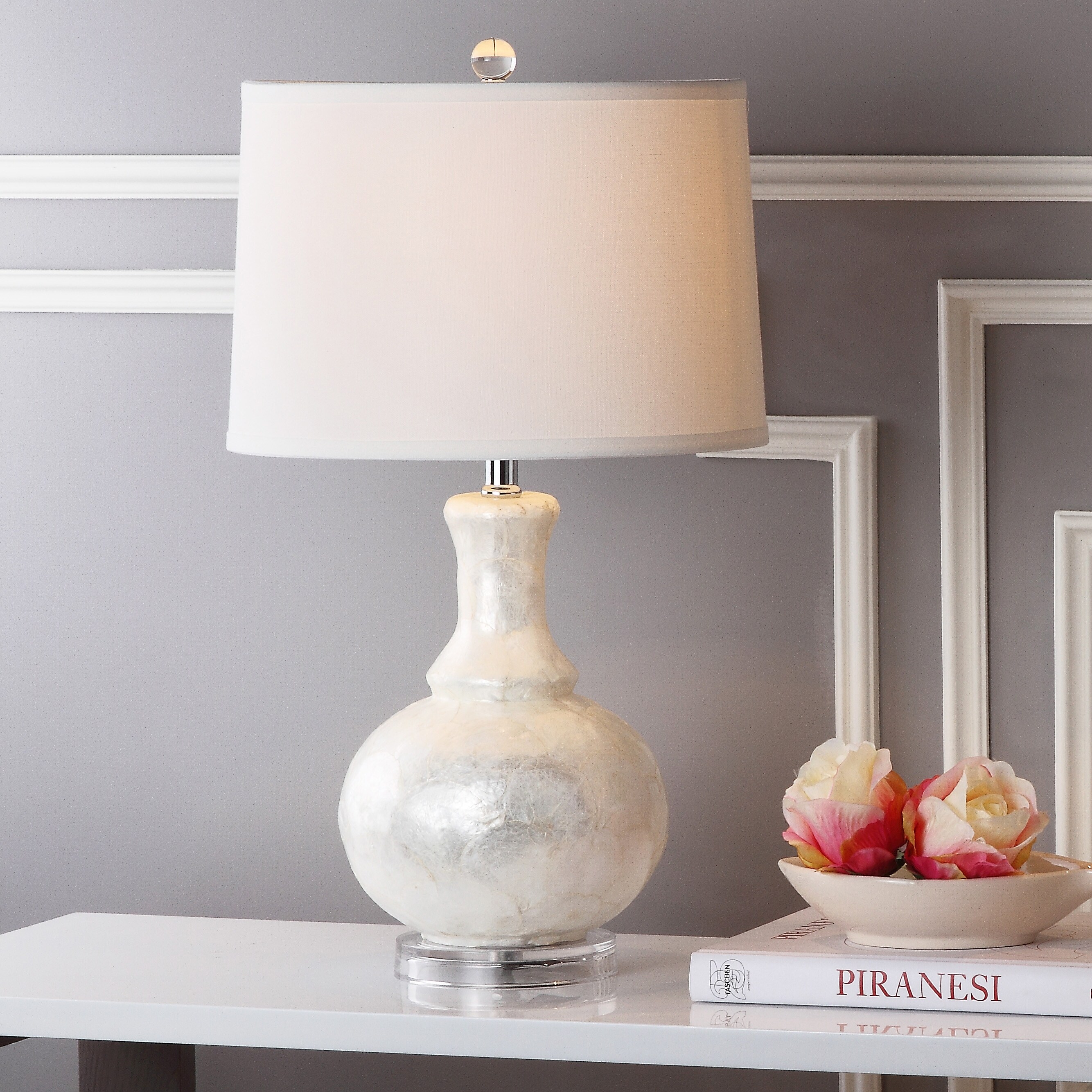 SAFAVIEH Lighting 25 inch White Shelley Gourd Table Lamp Set of 2