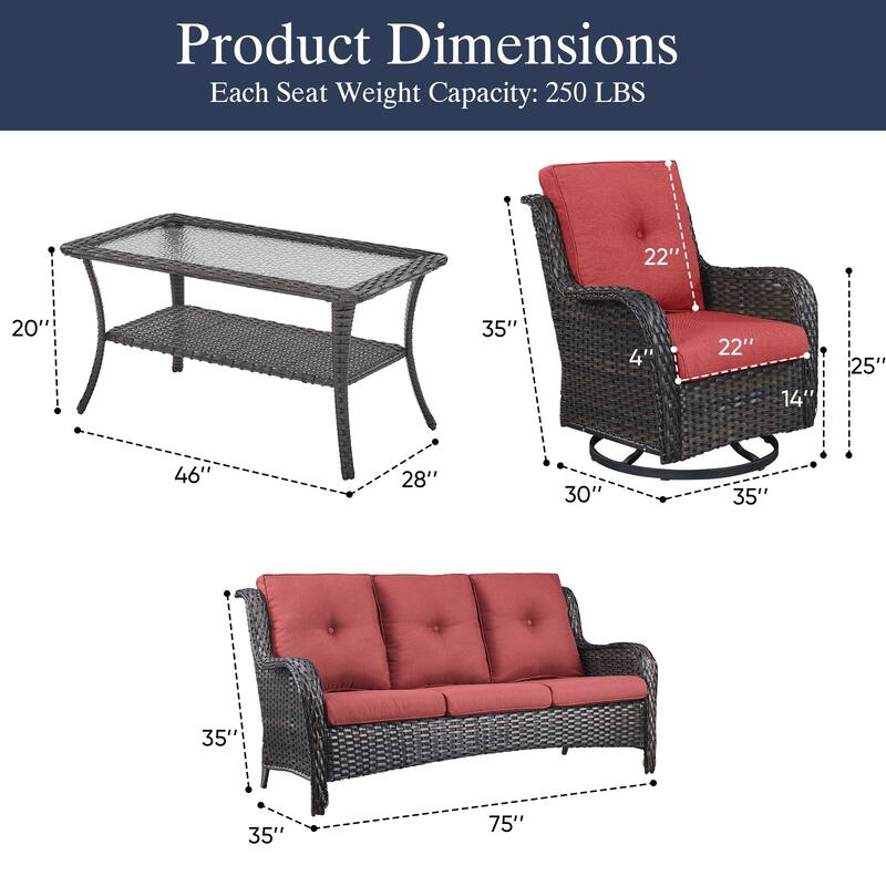 Outdoor Swivel Chairs with Sofa Coffee Table