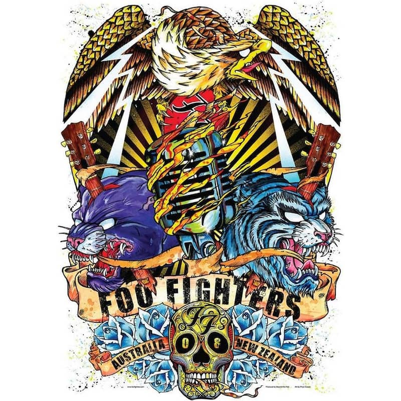 Foo Fighters Down Under Tour Art Poster - 24 x 36 Inch