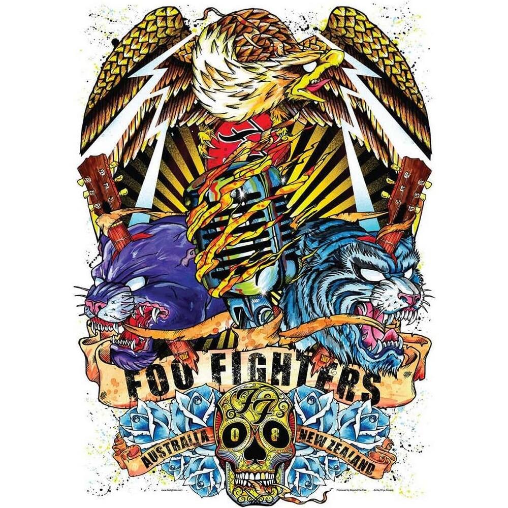 Foo Fighters Down Under Tour Art Poster - 24 x 36 Inch
