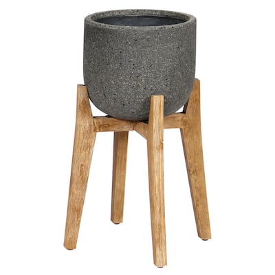 Enola Small Round Standing Pot, Grey Stone