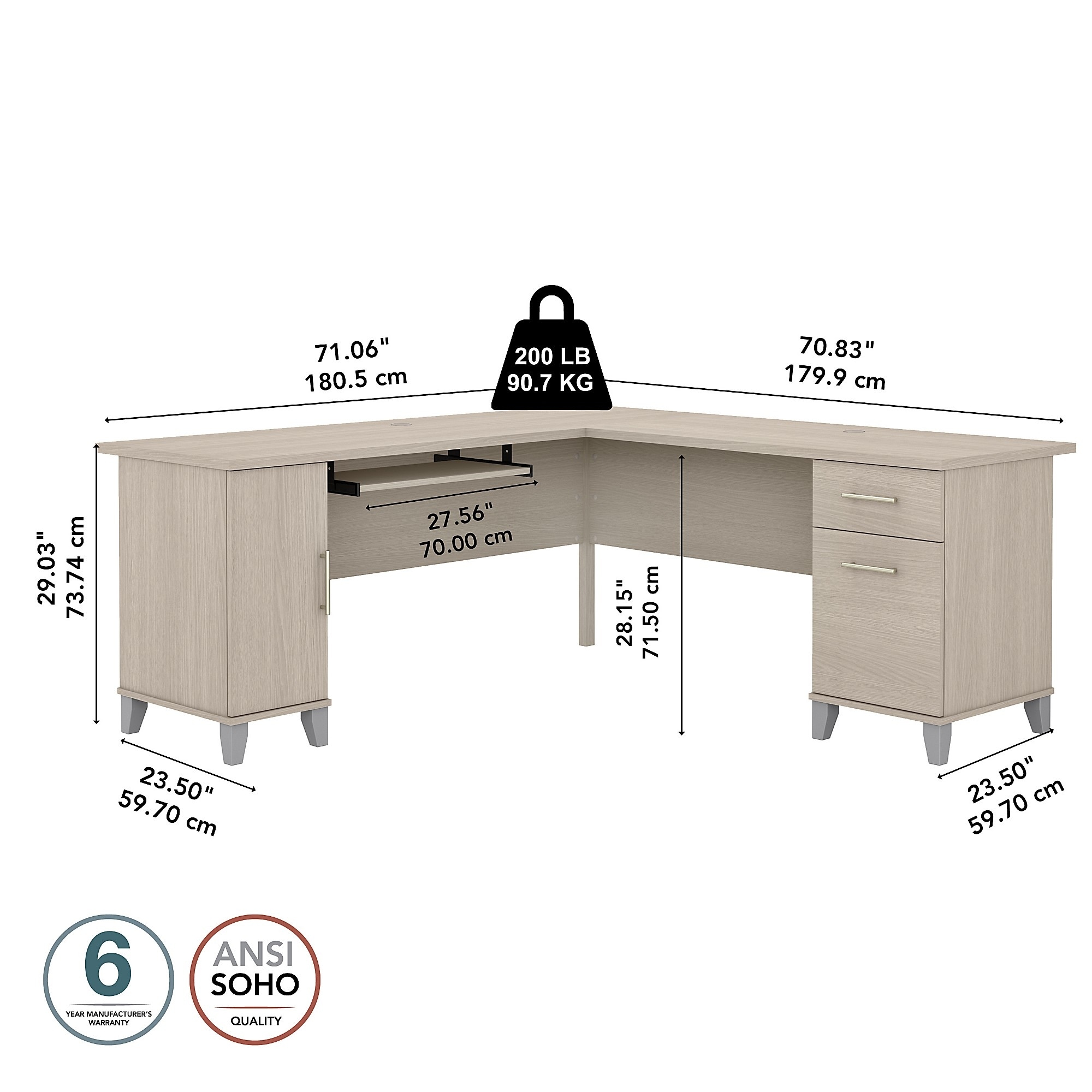 L shaped desk 72 outlet inch