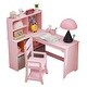 preview thumbnail 2 of 12, Kids Corner Desk and Chair Set – Study Table with Bookshelf, Cloth Drawer, and Bulletin Board, MDF Wood, for Ages 3–8