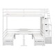 preview thumbnail 7 of 6, White Full Size Pine Wood Convertible Bunk Bed with Storage Staircase and Drawer, Down Bed Converts to Seats and Table Set