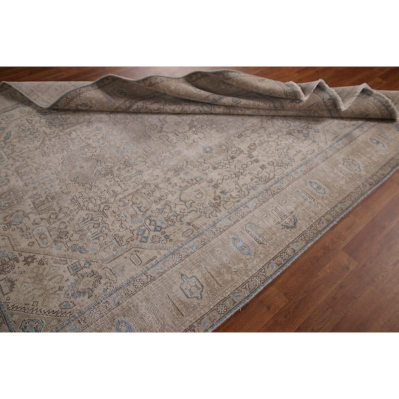 Handmade Vintage Distressed Tabriz Persian Rug Handmade Wool Carpet - 6'7" x 9'7"