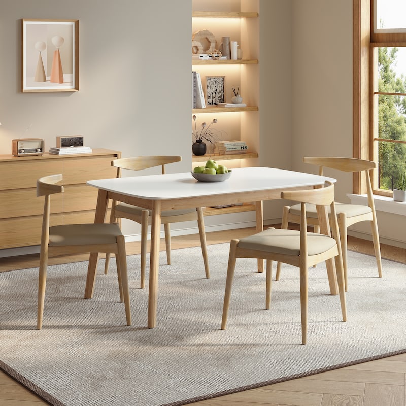 Christopher Knight Home - Modern 5-Piece Dining Set with 59" Rectangular Dining Table & Ergonomic Upholstered Dining Chairs