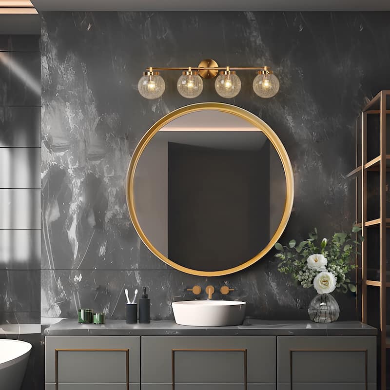 Bola Modern Gold 4-Light Bathroom Vanity Light Orb Glass Wall Sconces