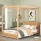 preview thumbnail 13 of 22, Modern Canopy Queen/Full Platform Bed with Stylish Headboard and Support Legs Full Natural - Full
