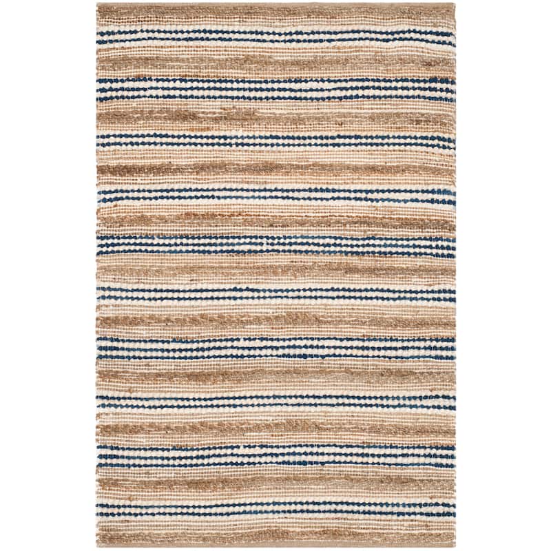 SAFAVIEH, Handmade Cape Cod Ranjana Coastal Jute Rug - 3' x 5' - Natural/Blue