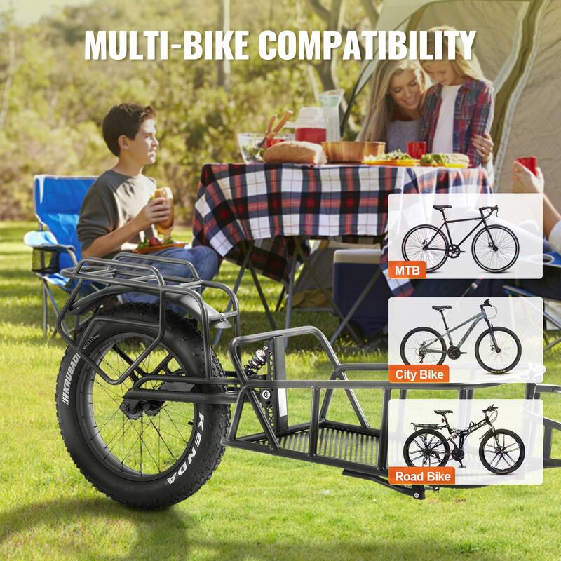 Bike Cargo Trailer Fits Most Bike Wheels, Carbon Steel Frame - 70 lbs 20"