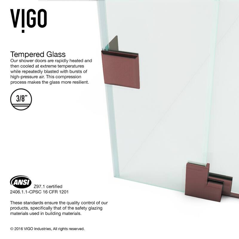 VIGO Pirouette Frameless Pivot Shower Door