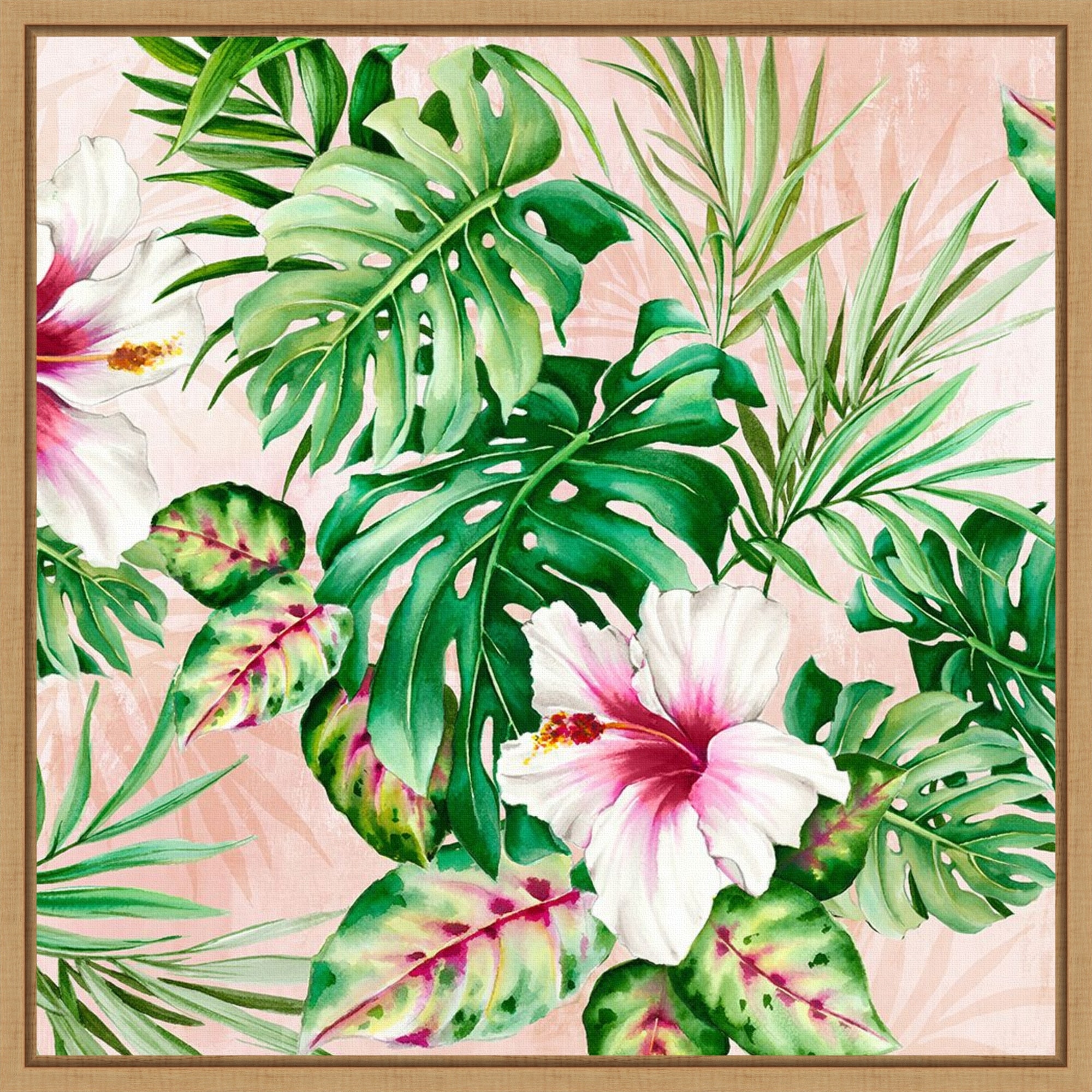 Hot Tropical Floral by Alex Black Framed Canvas Wall Art Print - Sylvie Maple
