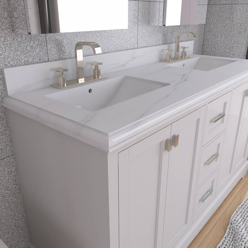 60/72 Inches Plywood Freestanding Bathroom Vanity Set with Drawer and Ceramic Sink