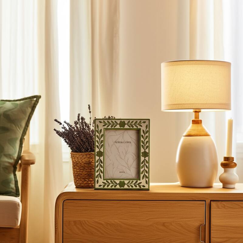 Wood Glass Decorative Photo Frame Handcrafted Boho for Home Display