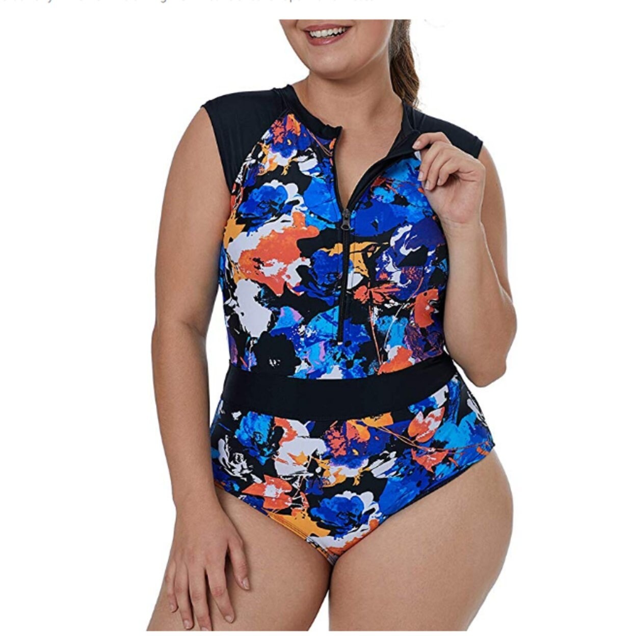 zip up plus size swimsuit