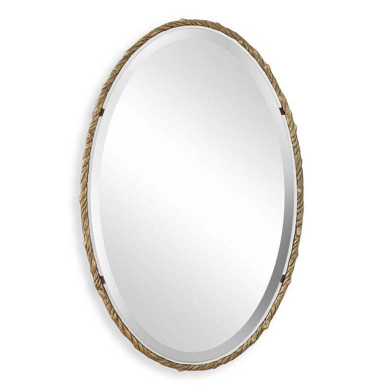 Uttermost 08266 Twisted Branch 22"W x 34"H Oval Beveled Iron Framed - Antique Gold