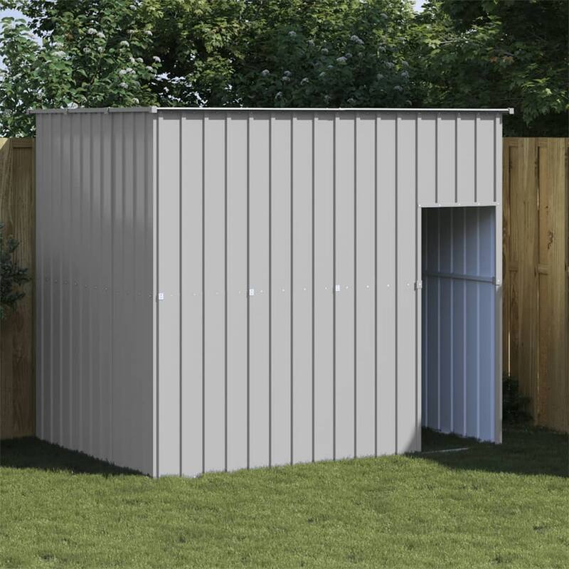 vidaXL Dog House with Run Light Gray/Anthracite multisize Galvanized Steel - 84.3" x 60.2" x 71.3" - Gray