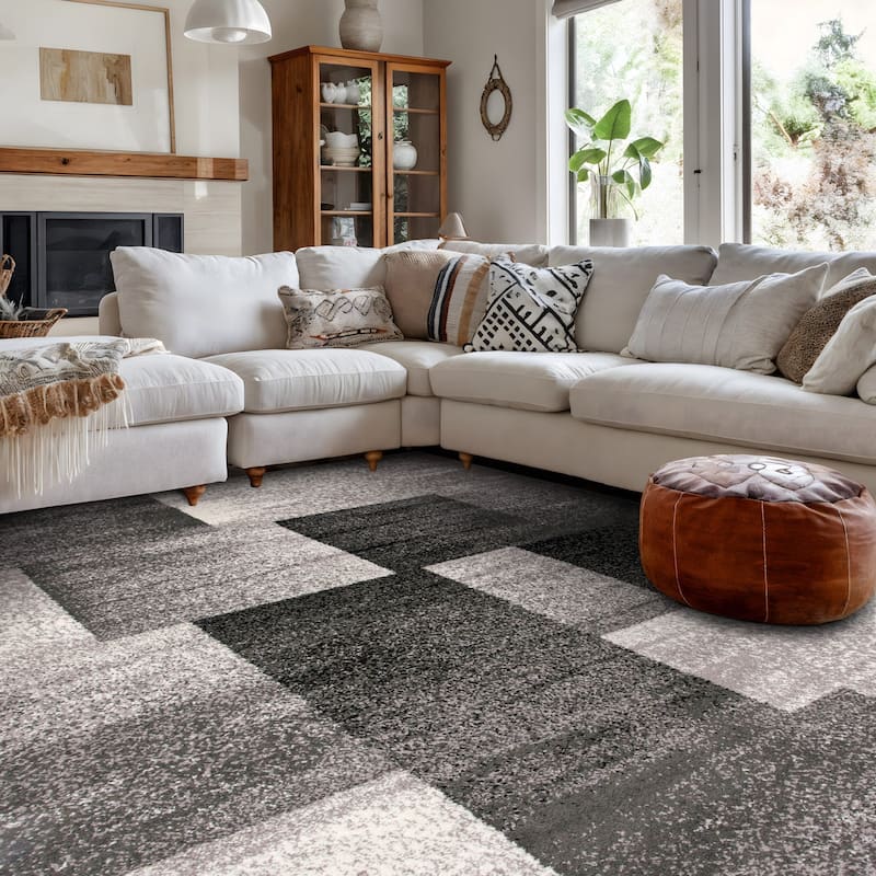 World Rug Gallery Modern Geometric Boxes Area Rug