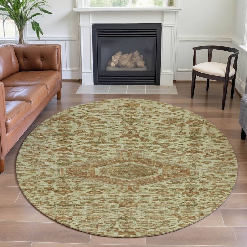 Premium Washable Super Soft Traditional Global Mayfield Rug - Beige - 8' x 8'
