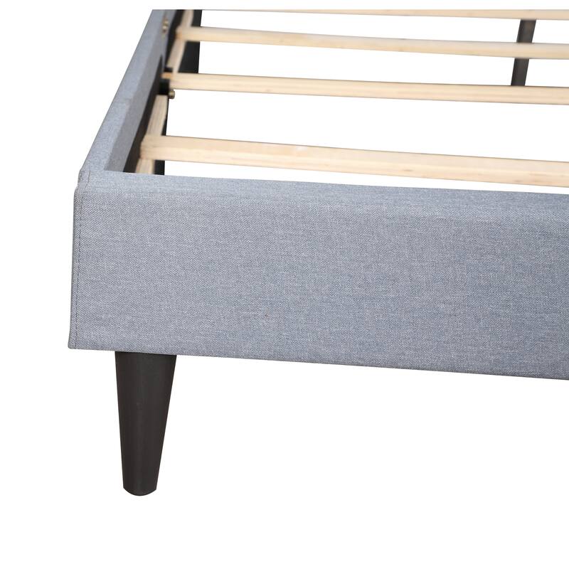Blue Full Bed with Adjustable Tufted Headboard, Easy Setup, All-in-One Box