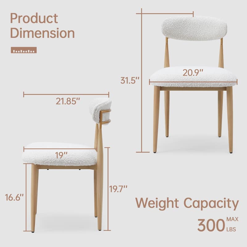 Morden Fort Modern Boucle Dining Chairs Armless Chair Set of 4