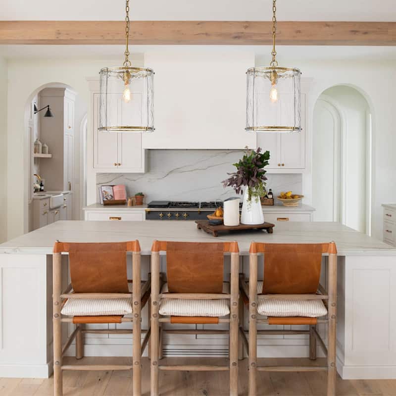 12.6''W Modern 1-Light Water Rippled Glass Pendant - 14.6in