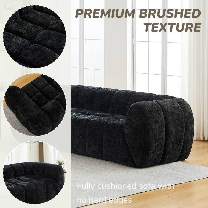 86.5" 3-Seater Chenille Pure Foam Sofa
