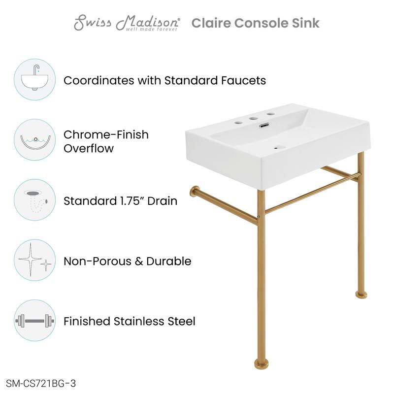Swiss Madison SM-CS721-3 Claire 23-5/8" Rectangular Ceramic Console