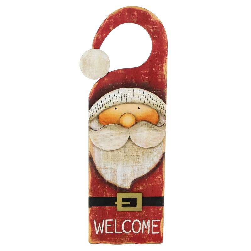14" Santa Claus "Welcome" Christmas Door Knob Hanger