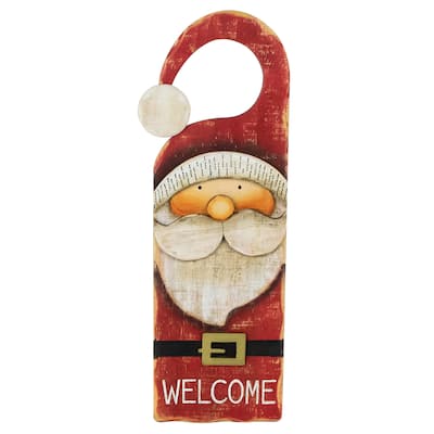 14" Santa Claus "Welcome" Christmas Door Knob Hanger