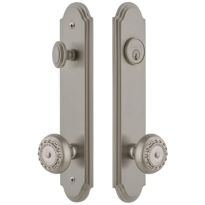 Grandeur Arc Solid Brass Tall Plate Single Cylinder Keyed Entry Set