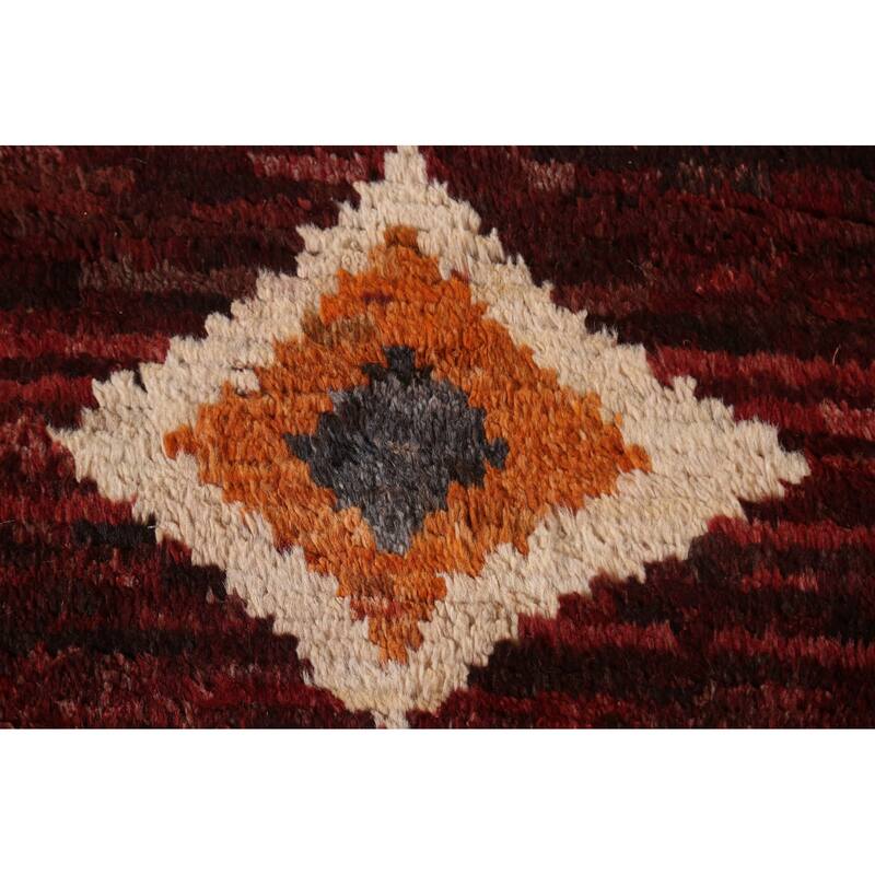 Hand Knotted Oriental 100% Wool Carpet Modern Tribal Red Moroccan Area Rug - 9' 7'' X 6' 10''