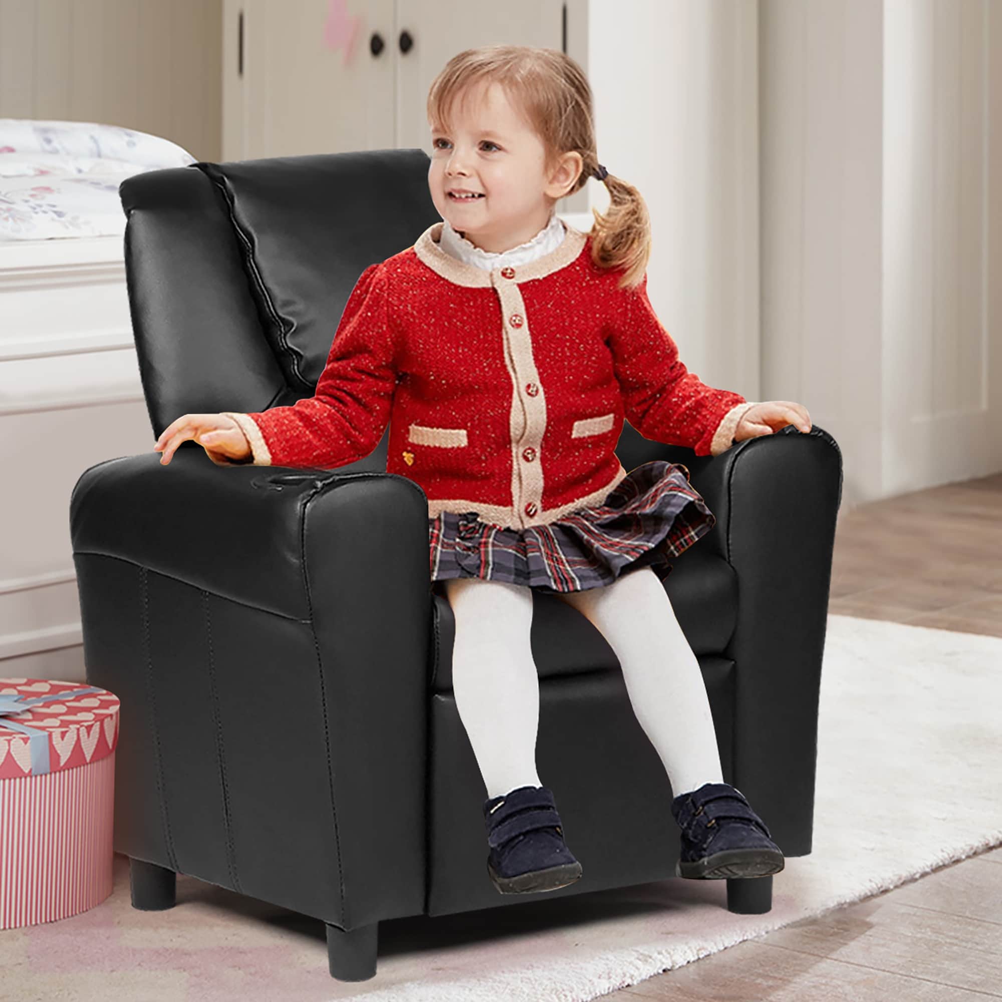 Kids Recliner Armchair Children's Furniture Sofa Seat Couch Chair w/Cup Holder 
