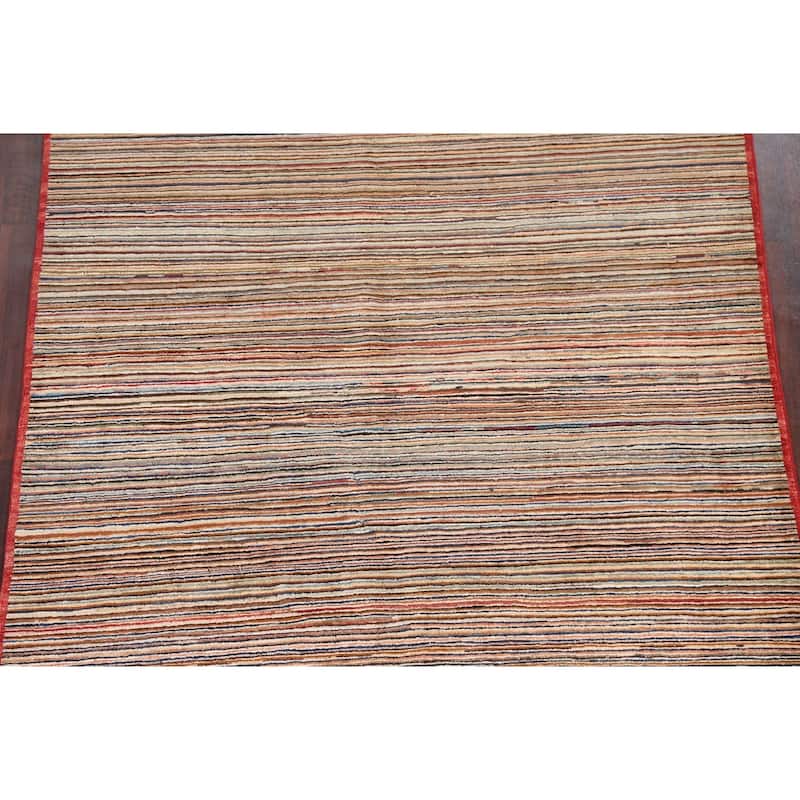 Striped Modern Gabbeh Kashkoli Oriental Area Rug Handmade Wool Carpet - 4'9" x 6'6"