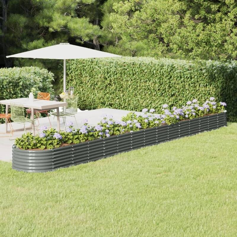 vidaXL Raised Garden Bed Raised Flower Bed Galvanized Steel Outdoor Planter - 244.1"x31.5"x14.2" - Gray