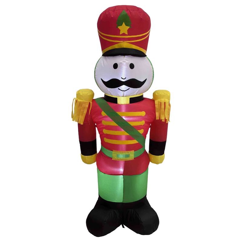 LED Lighted Inflatable Soldier Nutcracker Outdoor Christmas Decoration - 4.25' - Red